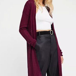 Free People Ribby Rib Open Front Cardigan Duster